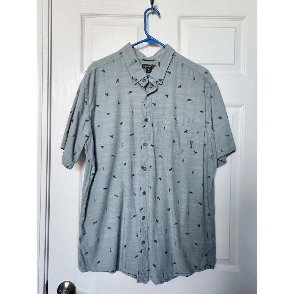 Eddie Bauer men's TXL short sleeve button down with camping theme